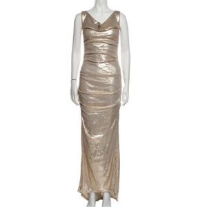 NWT Nicole Miller dress tiny sequin  gold  Size 8